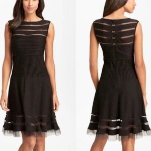 Tadashi Shoji Elegant Black Sleeveless Dress with sheer panels XL